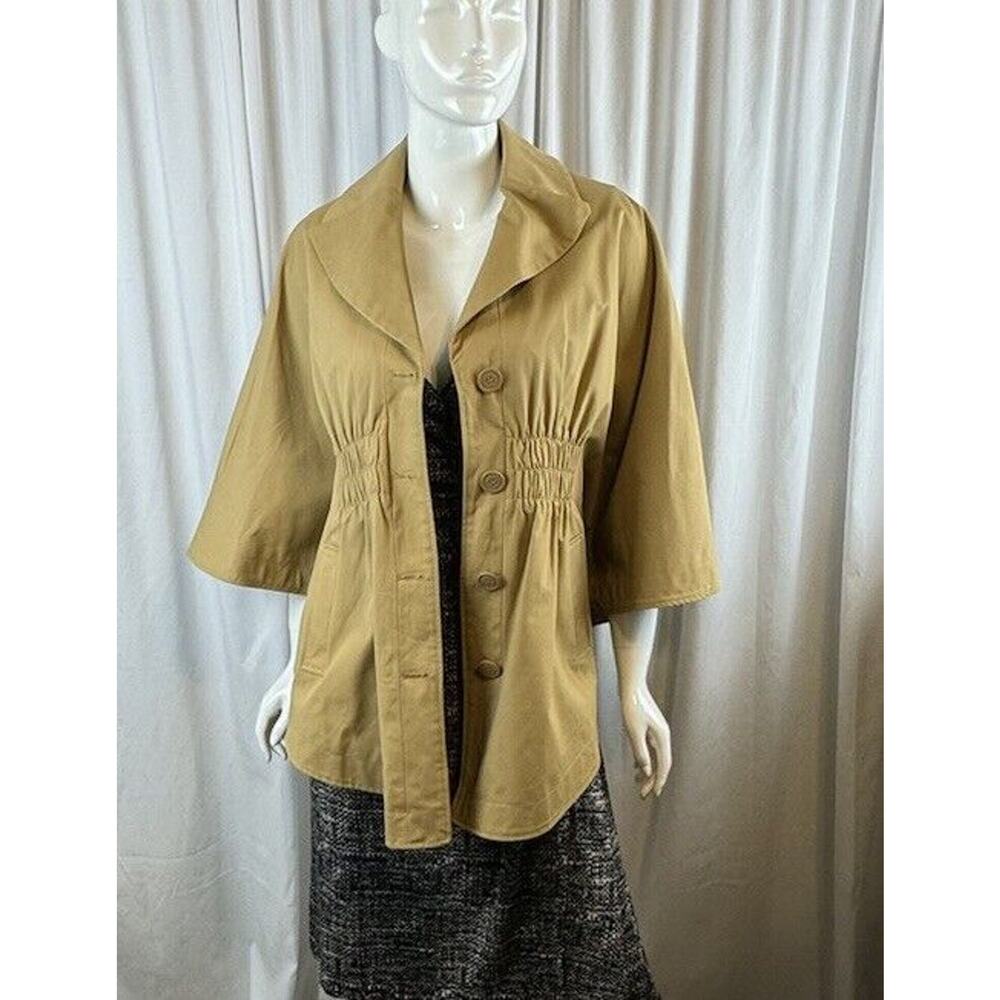 New York & Co Cape Tan M academia Preppy fantasy professional outdoor 63-16 - Picture 7 of 16